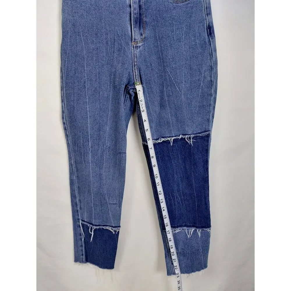 Hollister Cotton Blend Colorblock Mom Stretch Jeans Women Size W23 L25